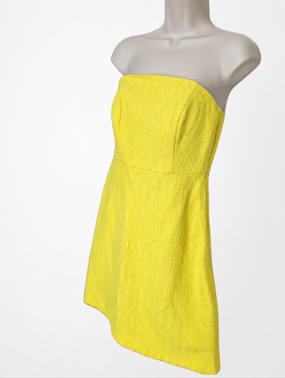 Womens Yellow Strapless Textured A-Line Summer Cockatil Mini Dress Size 4 - Picture 6 of 8